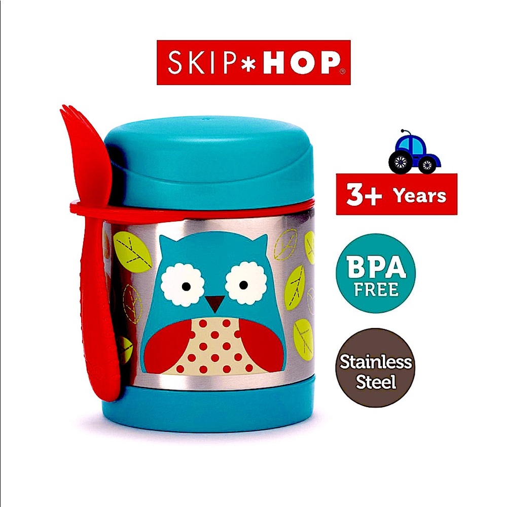 SKIP HOP Insulated Kids Food Jar, Zoo-Owl (Teal)